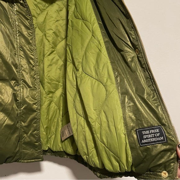 Free People Scotch & Soda Voyage Green Metallic Puffer, Size Large - Picture 6 of 6